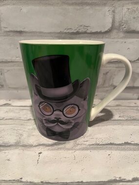 Christopher Vine Australia Green Cat with Top Hat Ceramic coffee Mug The Mob